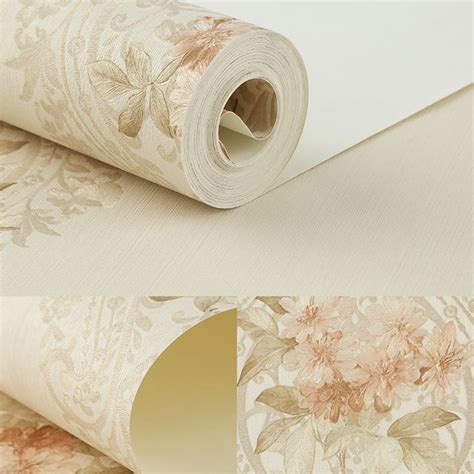 Apricot Flower Wallpaper Roll Country Style 3d Embossed Wall Covering