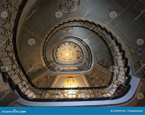 Latvia 24th Of February 2023 Spiral Staircase At Art Nouveau Museum