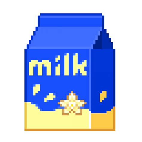 An 8 Bit Retro Styled Pixel Art Illustration Of A Blue Vanilla Milk Carton 27226456 Png