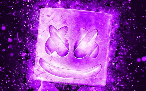 Marshmello Violet Neon Lights American Dj Superstars Fan Art Dj