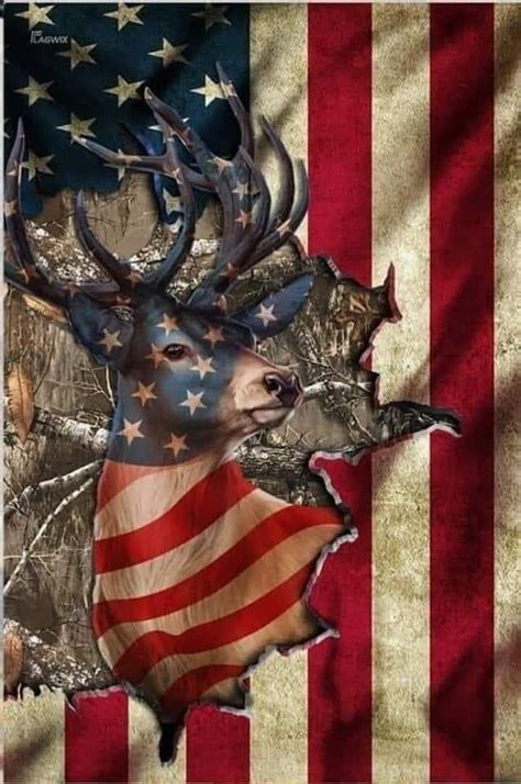 American Flag and Deer Wallpaper