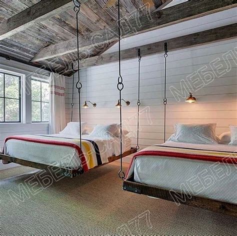 Кровать на цепях подвесная - 75 фото