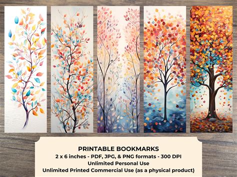 20 Fall Leaves PRINTABLE Bookmarks High Resolution Digital Etsy