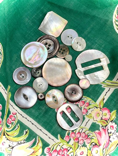 Vintage Antique Shell Buttons And Slides Etsy