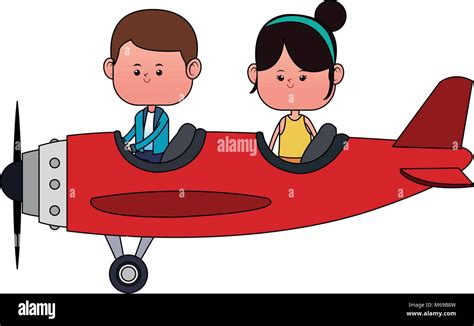 Cute kids flying an airplane cartoon Stock Vector Image & Art - Alamy