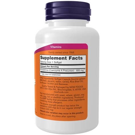 Now Foods Pantethine Double Strength Mg Kapsu Ek Sklep Naturawit