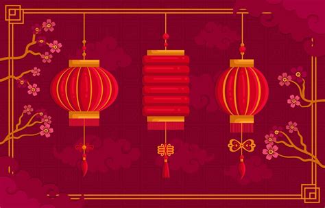 Happy Chinese New Year Lanterns Background 4426880 Vector Art at Vecteezy