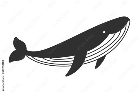 Black and white whale silhouette vector illustration Stock Vector ...