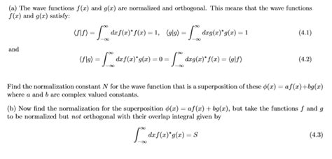 Solved A The Wave Functions F X And G X Are Normalized Chegg