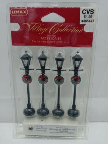 Lemax 64498 Set Of 4 Gas Lantern Street Lamp Christmas Batt Op Carole