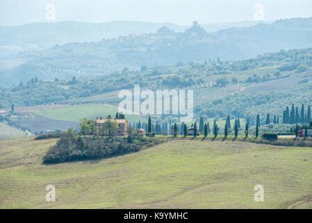 The Beautiful Landscape Of Val D Orcia Near Pienza In Rural Tuscany In