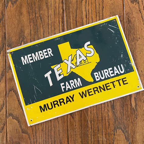 Texas Farm Bureau Sign 13.5 x 9 Vintage TX Green Yellow | Etsy