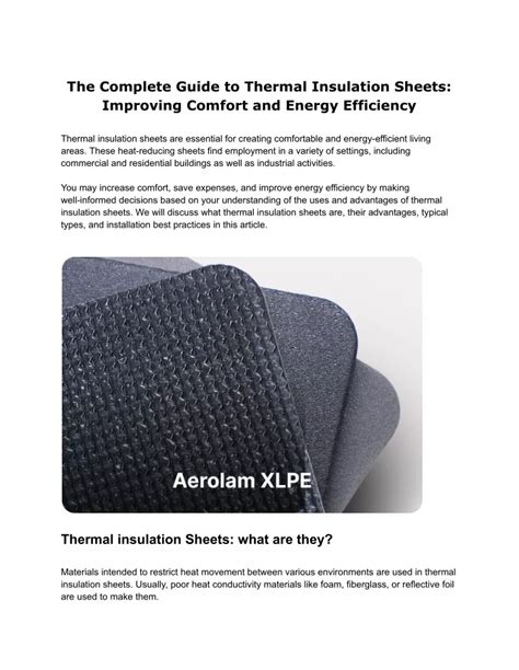 PPT The Complete Guide To Thermal Insulation Sheets Improving