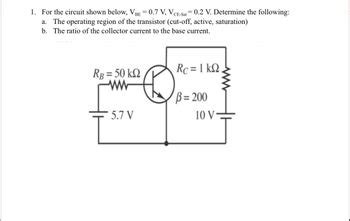 Answered 1 For The Circuit Shown Below VBE Bartleby