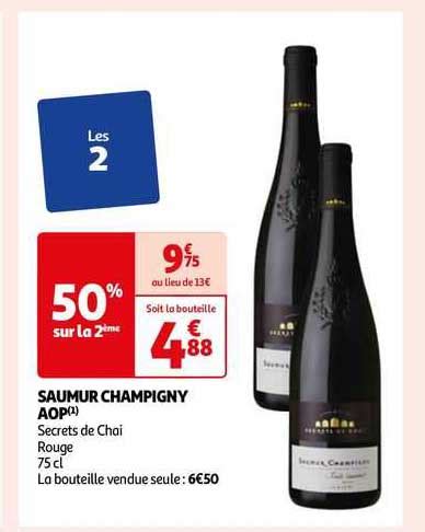 Promo Saumur Champigny Aop Secrets De Chai Rouge Chez Auchan