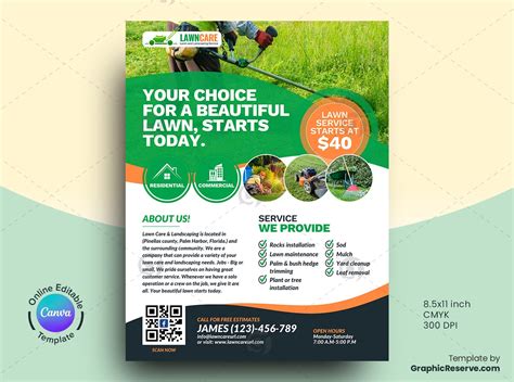 Lawn Care Service Flyer Canva Template Graphic Reserve