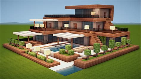 Gro Es Modernes Haus Mit Pool In Minecraft Bauen Tutorial Haus