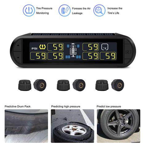 Deelife 자동차 태양 무선 타이어 공기 내부 외부 경보 센서 Tpms 자동 타이어 압력 모니터링 시스템 Buy Tpms