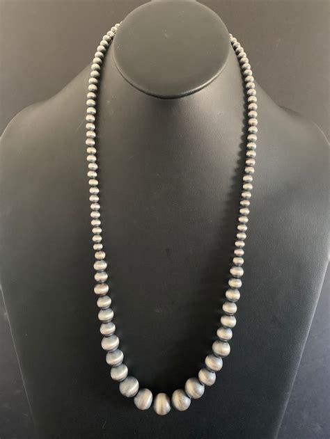 Sterling Silver Graduated Navajo Pearls Necklace 20 Inch Etsy