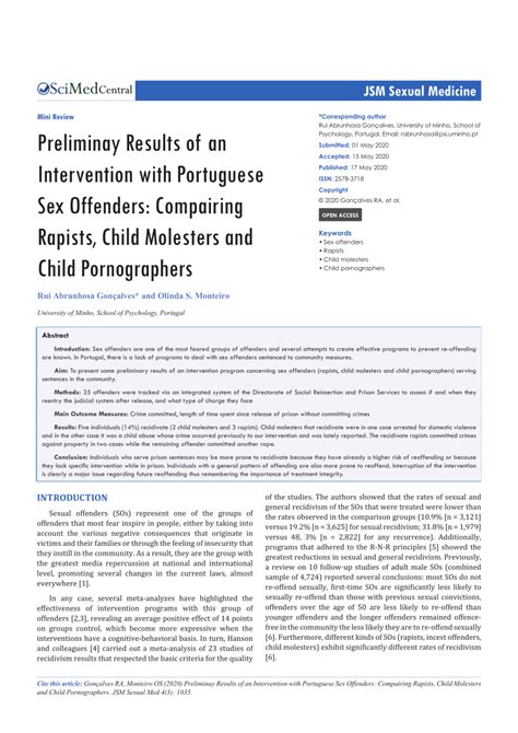 Pdf Jsm Sexual Medicine Preliminay Results Of An Intervention With Portuguese Sex Offenders