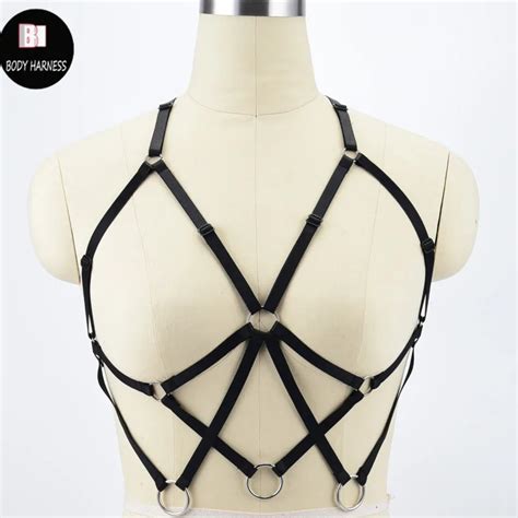 Goth Cosplay Body Harness Elastic Bra Harness Gothic Top Fetish Rave