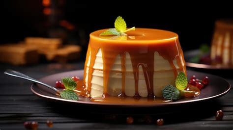 Premium AI Image | Creme caramel flan caramel pudding