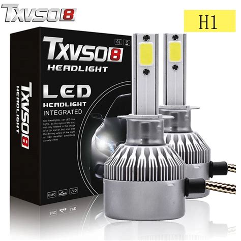 Txvso Led H Car Headlight Bulbs Kits Flip Cob Chips W Lm Pair