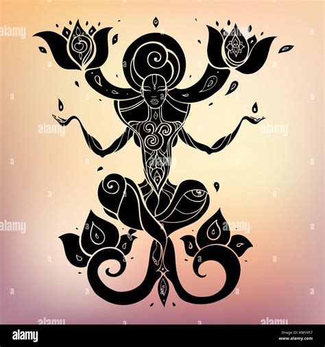 Yoga Silhouette Hand Drawn Vector Illustration Meditation In Lotus