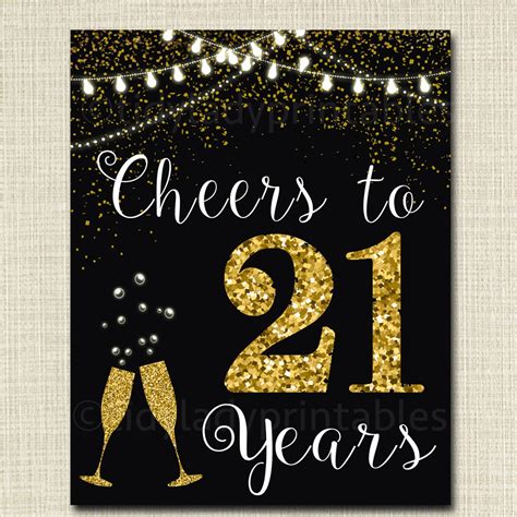 Cheers To Twenty One Years Cheers To 21 Years 21st Birthday Etsy