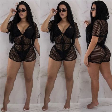 Summer Women Sheer Mesh Bikini Cover Up Net Swimwear Playsuit Black