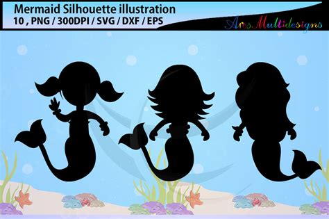 Mermaid silhouette svg / water silhouette / beauty girl silhouette ...