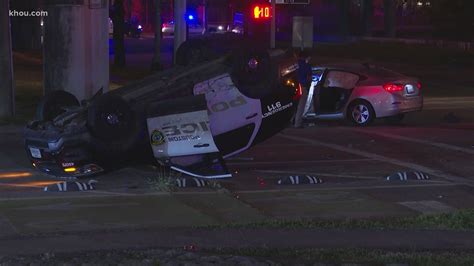 Driver Flees After Causing Crash That Flipped Houston Police Car