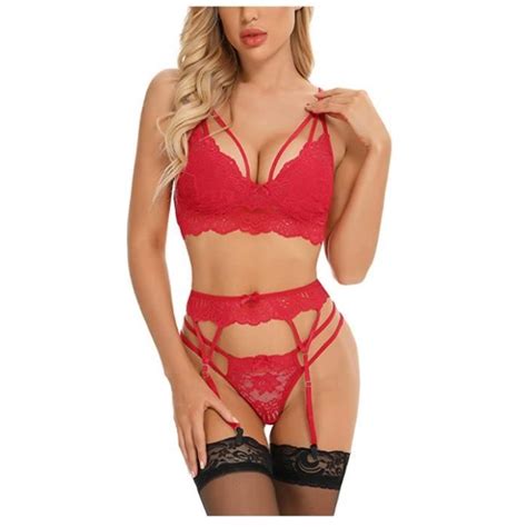 Ensemble De Lingerie Pour Femmes Avec Porte Jarretelles Soutien Gorge