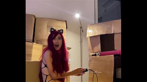 Me Red Haired Teen Beauty Girl Dances Sexy Striptease And Prepares Sex Machine With Dildo In