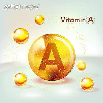 Vitamin A Gold Shining Icon Ascorbic Acid Shining Golden Substance