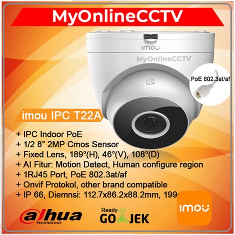 Jual Imou IPC T22A 2MP IP Camera Turret Indoor PoE Paket CCTV Dahua