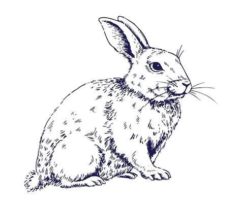 Premium Vector Easter Bunny Hand Drawing In Vintage Style Sketch