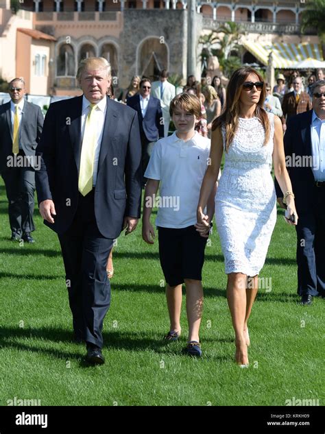 Palm Beach Fl January 04 Donald Trump Melania Trump And Barron