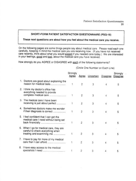 Free 7 Patient Satisfaction Questionnaire Forms In Pdf Ms Word