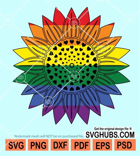 Pride Lgbtq Sunflower Svg Lgbtq Sunflower Rainbow Pride Svg Sunflower Pride Logo Svg Svg Hubs