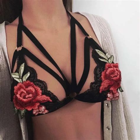 Aliexpress Buy Sexy Lingerie Halter Bras Women Hollow Out Rose