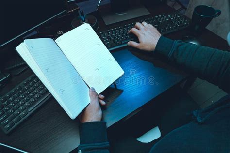 Close Up Of Programmer Of Hacker Hands Typing A Code Stock Image