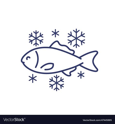 Frozen fish line icon Royalty Free Vector Image