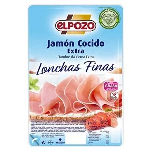 Jamón cocido extra lonchas finas El Pozo sin gluten 115 g