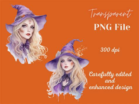 Purple Sexy Blonde Halloween Witch PNG Freckled Tattooed Etsy