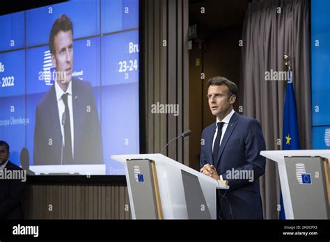 Emmanuel Macron President Of The Republic Of France Talks To The Media