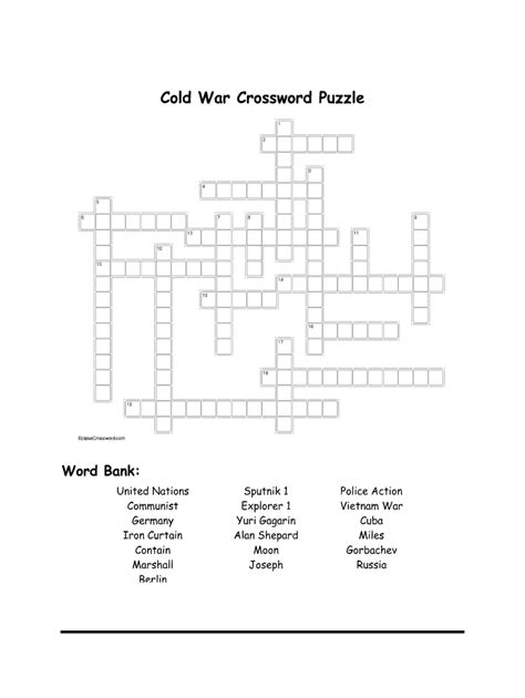 Cold War Crossword Puzzle Pdf Fill Online Printable Fillable Blank