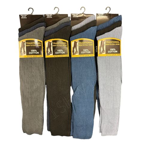 Long Hose Socks Mens Traditional 100 Cotton Full Knee Length Sock 3 6