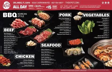 KPOT Korean BBQ Hot Pot Universal Studios Menu Orlando FL Checkle