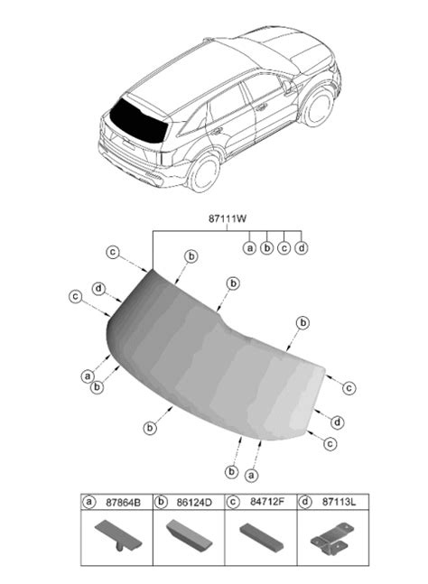 Rear Window Glass Moulding Kia Sorento Gas